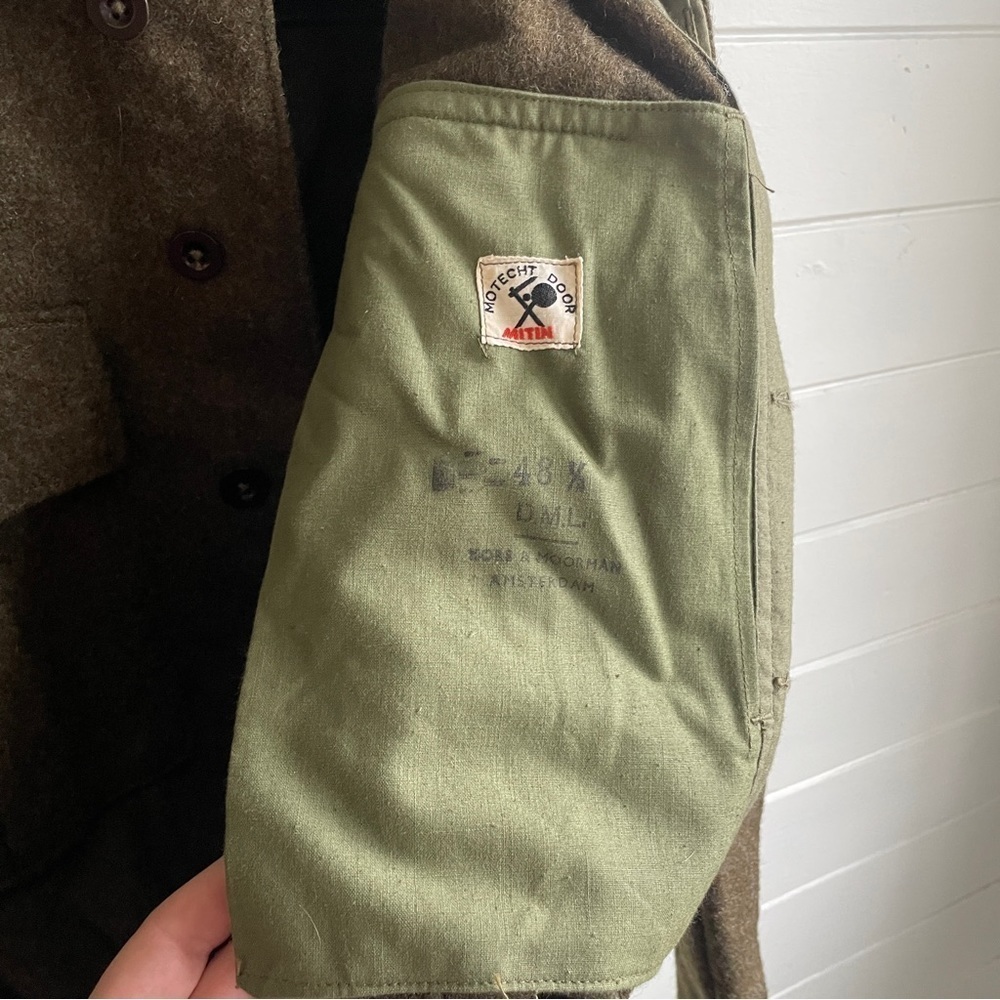 VINTAGE Dutch Military Bluvend Motecht Mitin Wool Moto Coat - Picture 5 of 6